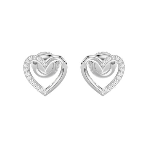 LADIES EARRINGS 0.10CT ROUND DIAMOND 14K WHITE GOLD