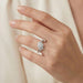 Elegant 10K Yellow Gold 0.20CT Round & Baguette Diamond Halo Ring For Women