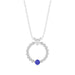 14K White Gold 0.15Ct Blue Sapphire & Diamond Necklace For Women Natural Round Sapphire Ladies Jewelry