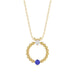 14K Yellow Gold 0.15Ct Blue Sapphire & Diamond Necklace For Women Natural Round Sapphire Ladies Jewelry