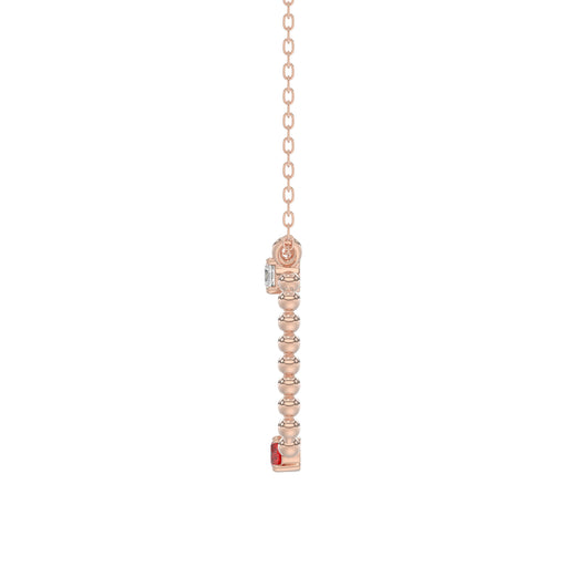 14K Rose Gold 0.15Ct Ruby & Diamond Necklace For Women Natural Round Ruby Ladies Fine Jewelry