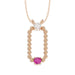 LADIES PENDANT WITH CHAIN 0.15CT ROUND/RUBY DIAMOND 14K ROSE GOLD (CENTER STONE ROUND/RUBY-0.10CT)