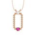 LADIES PENDANT WITH CHAIN 0.15CT ROUND/RUBY DIAMOND 14K ROSE GOLD (CENTER STONE ROUND/RUBY-0.10CT)