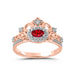 LADIES RING 0.45CT ROUND/RUBY/OVAL DIAMOND 14K ROSE GOLD (CENTER STONE OVAL DIAMOND -0.30CT)