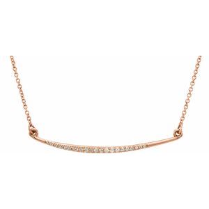 Ladies Natural Diamond Curved Bar Necklace (I1, G-H) — 14K Rose Gold