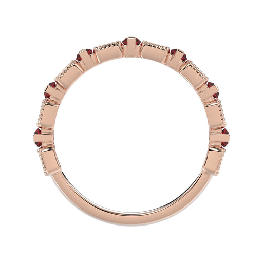 LADIES BAND 1.30CT ROUND/BAGUETTE RUBY DIAMOND 14K ROSE GOLD