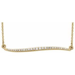 Ladies Natural Diamond Bar Necklace (I1, G-H) — 14K Yellow Gold