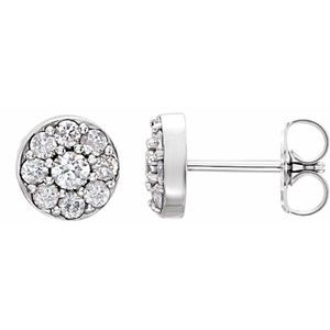 Ladies Natural Diamond Earrings — 14K White Gold
