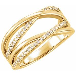 Ladies Natural Diamond Criss-Cross Ring (I1, G-H) — 14K Yellow Gold