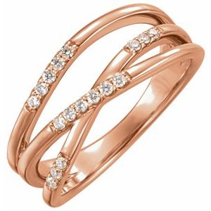 Ladies Natural Diamond Criss-Cross Ring (I1, G-H) — 14K Rose Gold