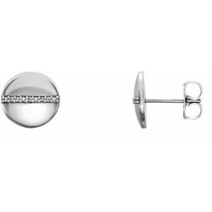 Ladies Natural Diamond Circle Earrings — Platinum