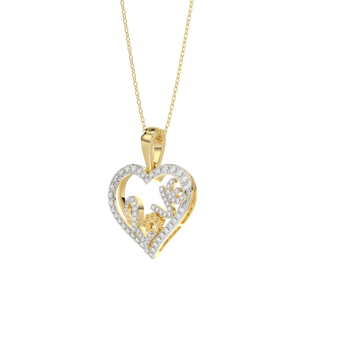 LADIES PENDANT 0.20CT ROUND DIAMOND 14K YELLOW GOLD