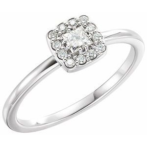 Ladies Natural Diamond Halo-Style Stackable Ring — Platinum