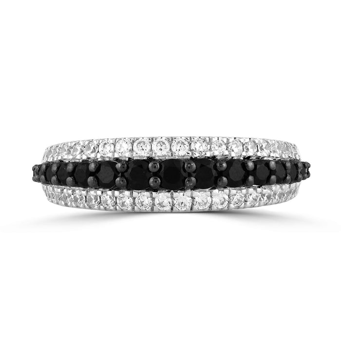 LADIES BAND 1.00CT ROUND/BLACK ROUND DIAMOND 14K WHITE GOLD