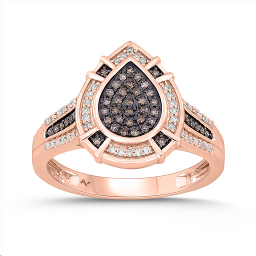 LADIES RING 0.30CT DARK BROWN/ROUND DIAMOND 14K ROSE GOLD