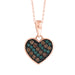 LADIES HEART PENDANT WITH CHAIN 0.25CT DARK BROWN/BLUE/ROUND DIAMOND 14K ROSE GOLD