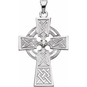 Ladies 14K Yellow/ Natural Diamond Cross Pendant — 14K White Gold