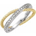 Ladies 14K White/ Natural Diamond Criss Cross Rope Ring (I1, G-H) — 14K White/Yellow Gold