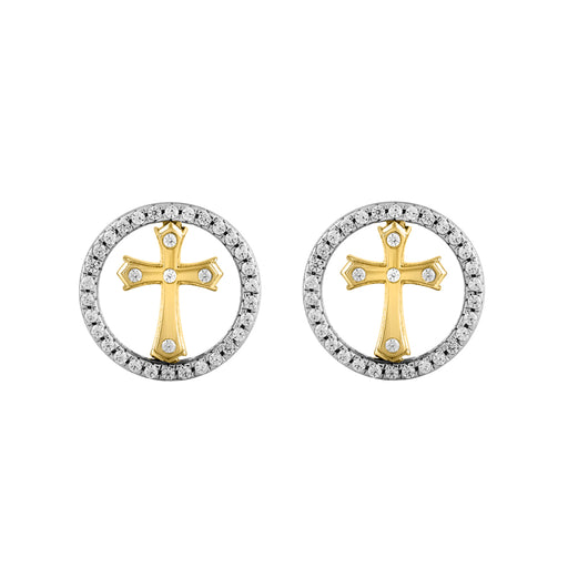 LADIES EARRINGS 0.25CT ROUND DIAMOND 14K YELLOW GOLD