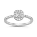 LADIES RING 0.33CT EMERALD/ROUND DIAMOND 14K WHITE GOLD
