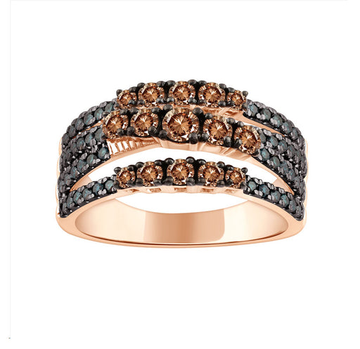 LADIES RING 1.00CT BLUE/DARK BROWN DIAMOND 14K ROSE GOLD