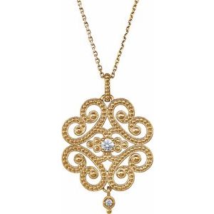 Ladies Natural Diamond Necklace (I1, G-H) — 14K Yellow Gold