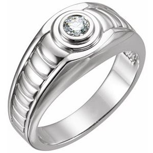 Ladies Natural Diamond Solitaire Ring (I1, G-H) — 14K White Gold