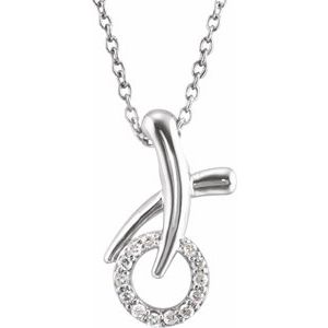 Ladies Natural Diamond "XO" Necklace (I2, H+) — Sterling Silver