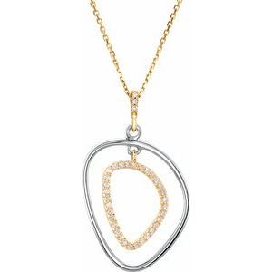 Ladies Natural Diamond Open Silhouette Necklace (I1, G-H) — Sterling Silver & 14K Yellow Gold