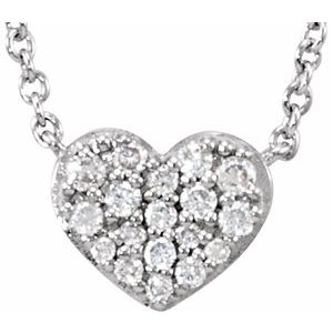 Ladies Natural Diamond Heart Necklace (I1, H-I) — Sterling Silver