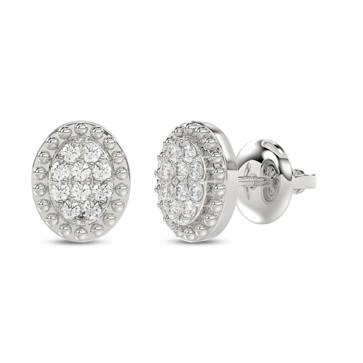 Sterling Silver Ladies 0.20CT Round Diamond Cluster Fashion Earrings