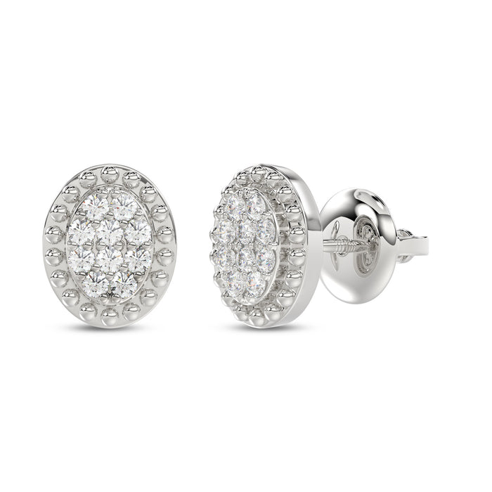 Sterling Silver Ladies 0.20CT Round Diamond Cluster Fashion Earrings
