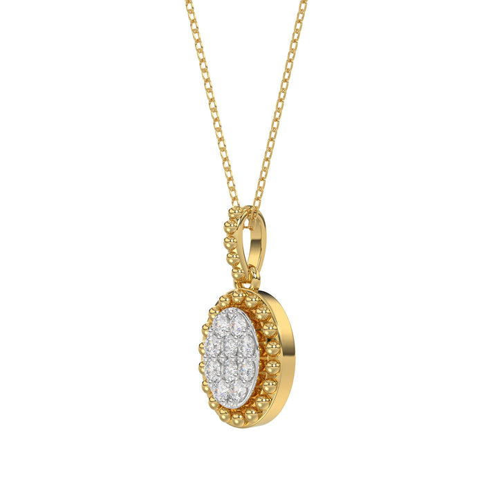 LADIES PENDANT WITH CHAIN 0.10CT ROUND DIAMOND 14K YELLOW GOLD