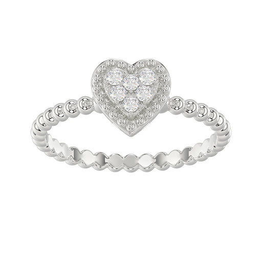 Ladies 0.10Ct Round Diamond Halo Heart Ring Sterling Silver Stylish Women�S Engagement & Promise Ring