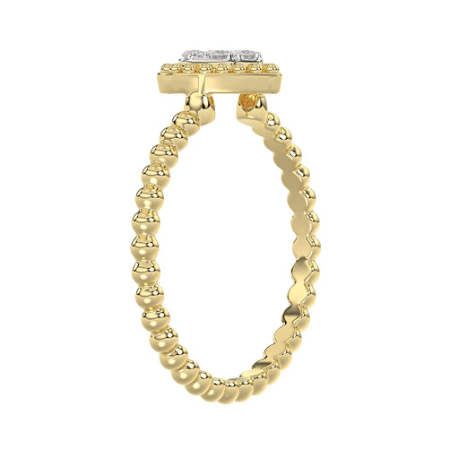 Ladies Halo Ring 0.10Ct Heart Shape Round Diamond 10K Yellow Gold