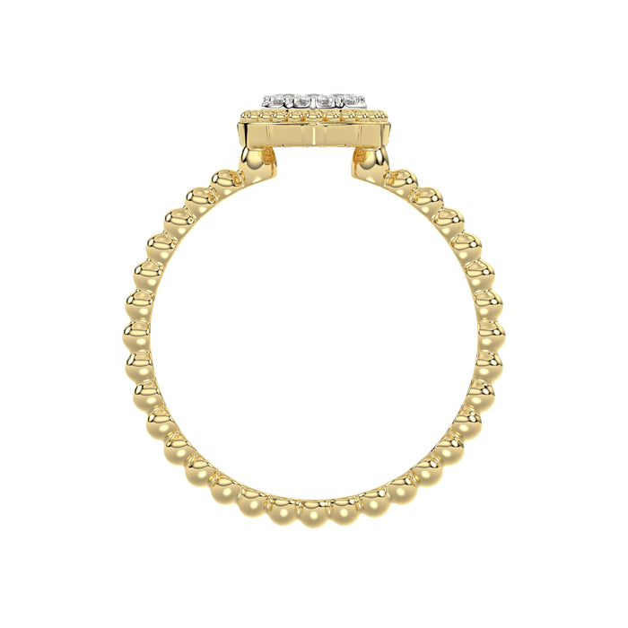 Ladies Halo Ring 0.10Ct Heart Shape Round Diamond 10K Yellow Gold