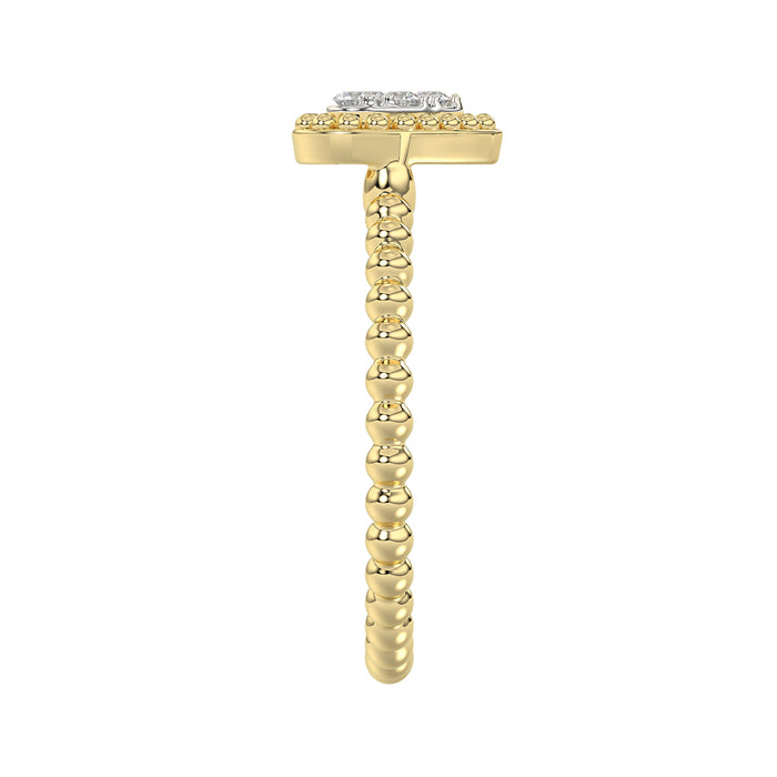 Ladies Halo Ring 0.10Ct Heart Shape Round Diamond 10K Yellow Gold