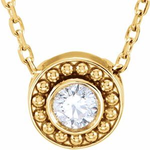 Ladies Diamond Beaded Slide Necklace (I1, G-H) — 14K Yellow Gold