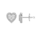 Sterling Silver Diamond Heart Stud Earrings 0.20Ct Round Cut Diamonds