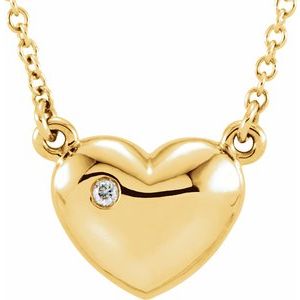 Ladies Natural Diamond Heart Necklace (I1, G-H) — 14K Yellow Gold