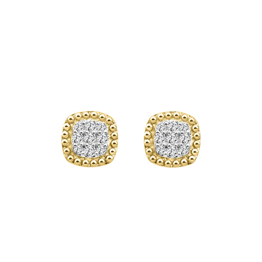 LADIES EARRINGS 0.20CT ROUND DIAMOND 14K YELLOW GOLD