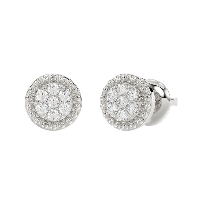 LADIES EARRINGS 0.20CT ROUND DIAMOND 14K WHITE GOLD