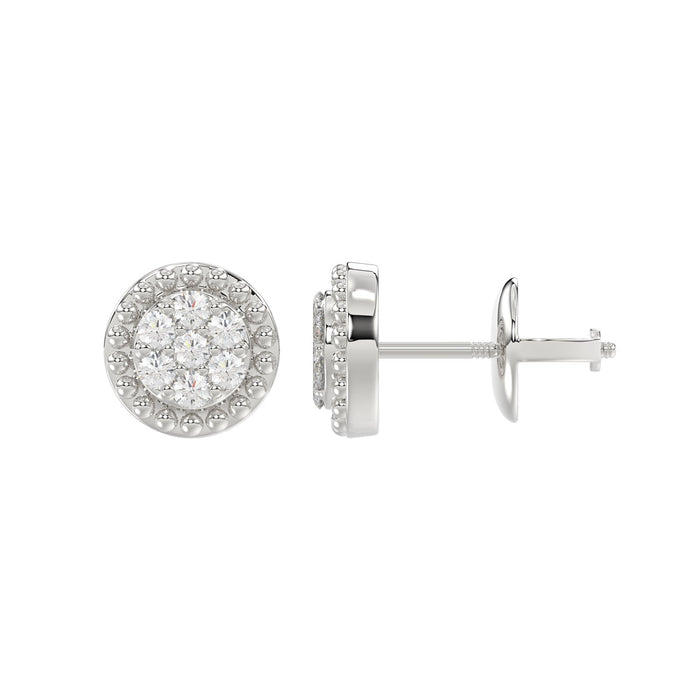 LADIES EARRINGS 0.20CT ROUND DIAMOND 14K WHITE GOLD