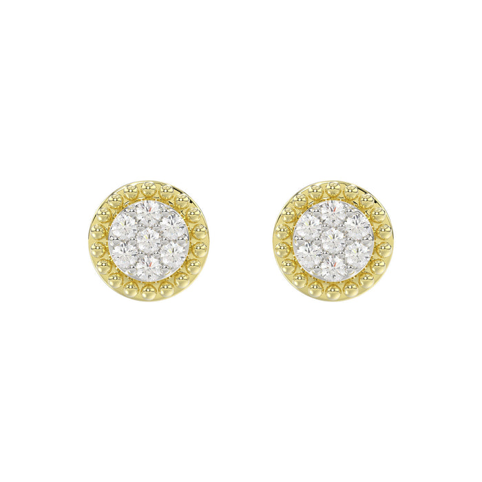 LADIES EARRINGS 0.20CT ROUND DIAMOND 14K YELLOW GOLD