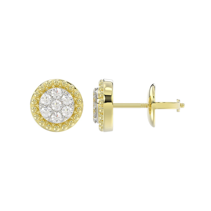 LADIES EARRINGS 0.20CT ROUND DIAMOND 14K YELLOW GOLD