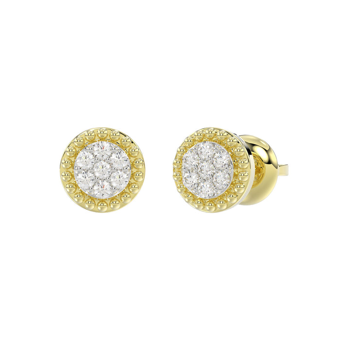 LADIES EARRINGS 0.20CT ROUND DIAMOND 14K YELLOW GOLD
