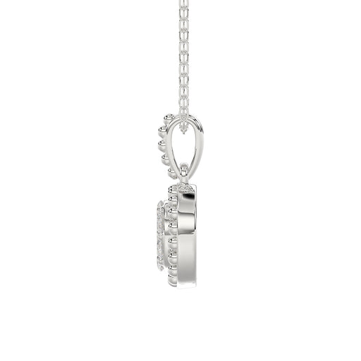 LADIES PENDANT WITH CHAIN 0.10CT ROUND DIAMOND 14K WHITE GOLD
