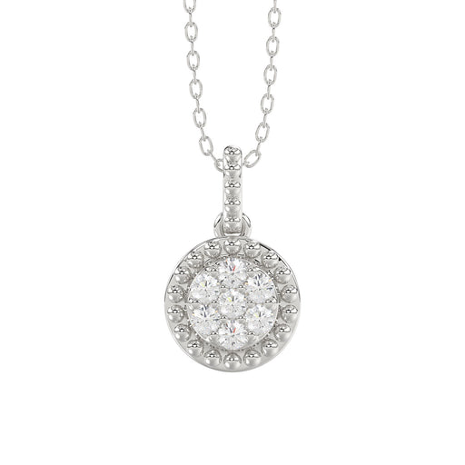 LADIES PENDANT WITH CHAIN 0.10CT ROUND DIAMOND 14K WHITE GOLD