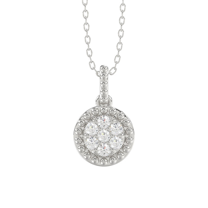 LADIES PENDANT WITH CHAIN 0.10CT ROUND DIAMOND 14K WHITE GOLD