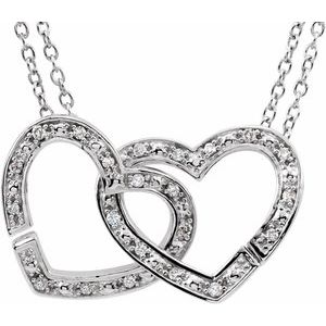 Ladies Natural Diamond Interlocking Hearts Necklace (I2, H+) — Sterling Silver